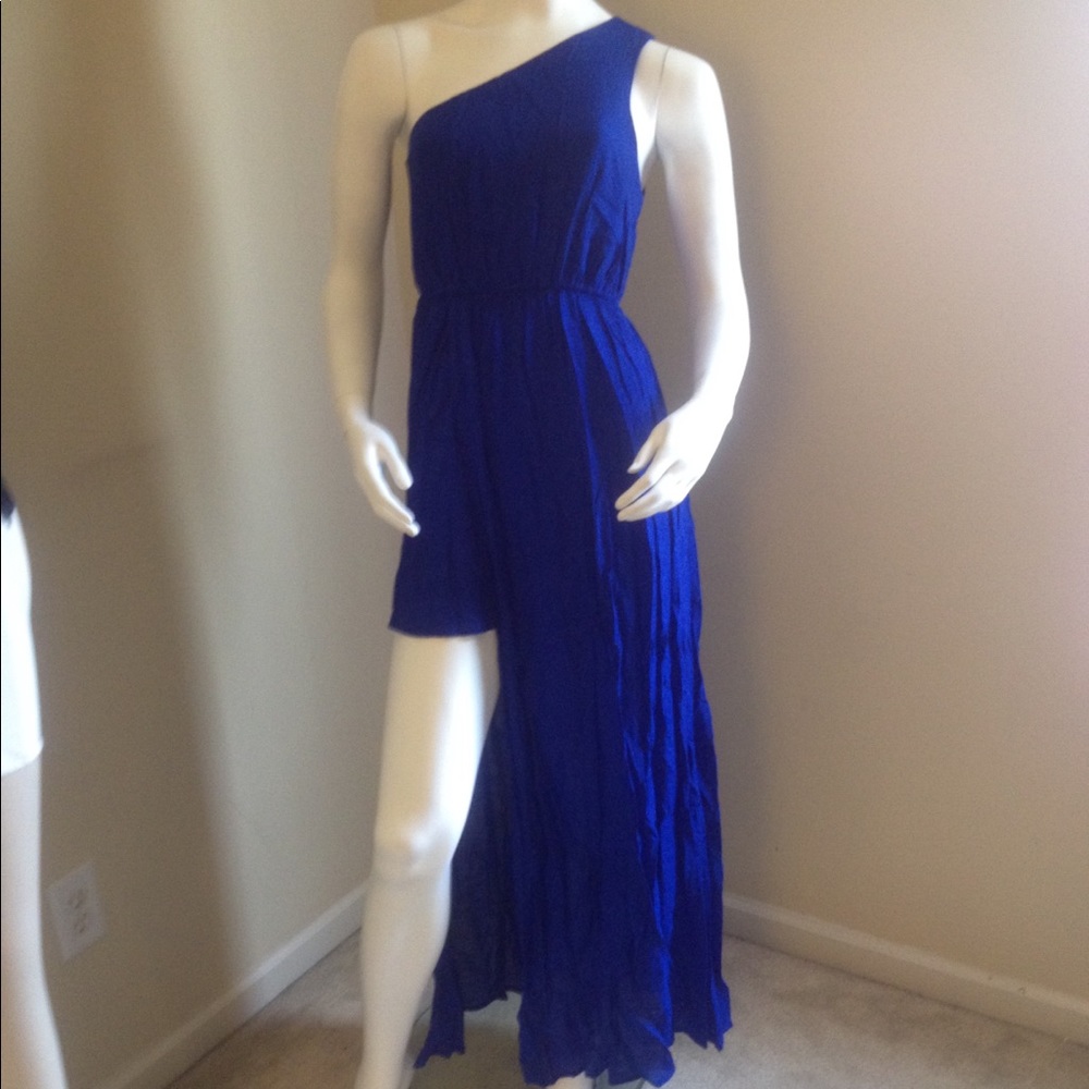Blue flowing dress